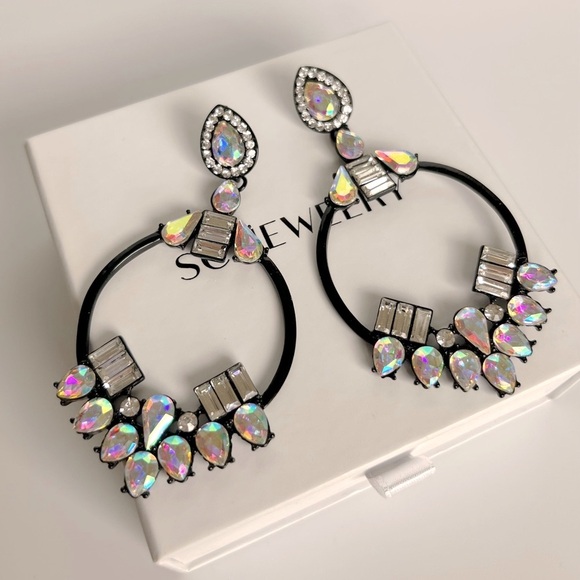 SC JEWELRY Jewelry - Black Hoop Earrings with Drop Zircon
